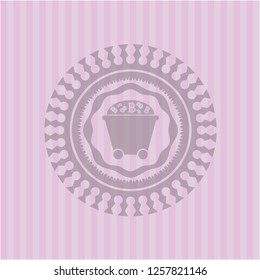 Bitcoin mining trolley icon inside pink icon or emblem