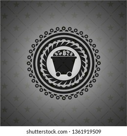 Bitcoin mining trolley icon inside black badge