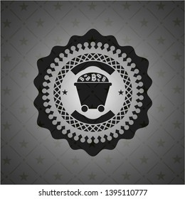Bitcoin mining trolley icon inside black emblem