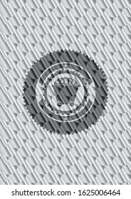 Bitcoin mining trolley icon inside silver badge. Scales pattern. Vector Illustration. Detailed.