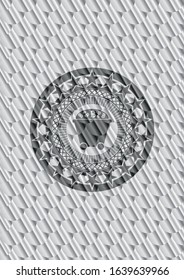 Bitcoin mining trolley icon inside silver badge. Scales pattern. Vector Illustration. Detailed.