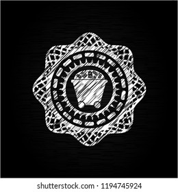 Bitcoin mining trolley icon on chalkboard