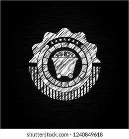 Bitcoin mining trolley icon on chalkboard