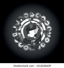 Bitcoin mining trolley icon on grey camo texture