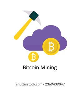 Bitcoin Mining  vector Flat Icon Design illustration. Symbol on White background EPS 10 File