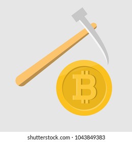 bitcoin minning cryptocurrency flat design, vector illustration