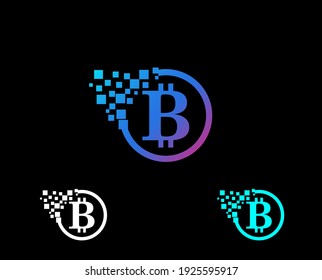 Bitcoin Mining Logo Design Konzept Vektorgrafik