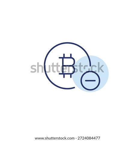 Bitcoin and minus. Cryptocurrency payment unavailable. Pixel perfect, editable stroke vector icon