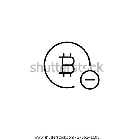 Bitcoin and minus. Cryptocurrency payment unavailable. Pixel perfect, editable stroke vector icon