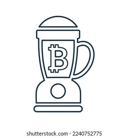 Bitcoin, mixer, coin, cryptocurrency outline icon. Line art vector.