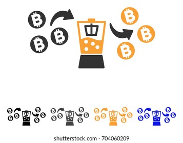 Bitcoin Mixer icon. Vector illustration style is flat iconic symbol with black, gray, orange, blue color variants. Designed for web and software interfaces.