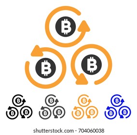 Bitcoin Mixer Rotation icon. Vector illustration style is flat iconic symbol with black, grey, orange, blue color variants. Designed for web and software interfaces.