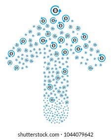 Bitcoin Mixer Rotation pattern composed in the set of ahead cursor arrow. Up direction arrow figure made from bitcoin mixer rotation icons.