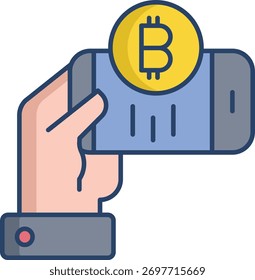 bitcoin móvel linear cor ícone design