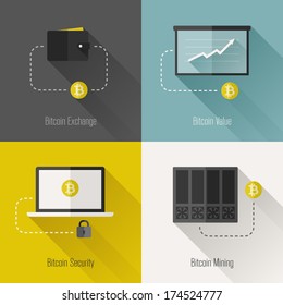 Bitcoin modern flat design elements