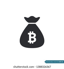 Bitcoin Money Bag Icon Vector Template Flat Design