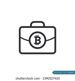 Bitcoin Money Bag Icon Vector. Suitcase Money Sign Flat Design