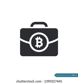 Bitcoin Money Bag Icon Vector. Suitcase Money Sign Flat Design