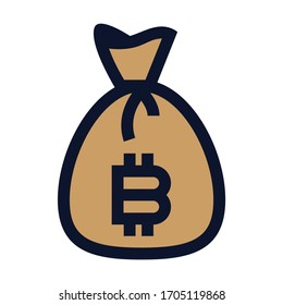 Bolsa de bitcoin. Icono de color del vector simple.