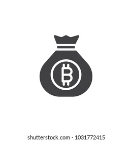Bitcoin money bag vector icon. filled flat sign for mobile concept and web design. Cryptocurrency simple solid icon. Symbol, logo illustration. Pixel perfect vector graphics