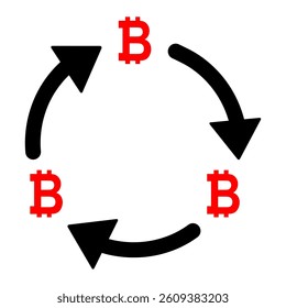 Bitcoin money change icon, trade cash information web symbol, convert sign vector illustration .
