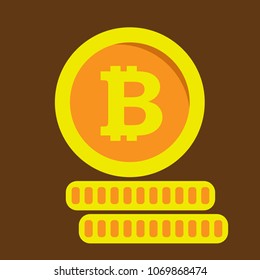 bitcoin money coin icon. Vector flat illustration