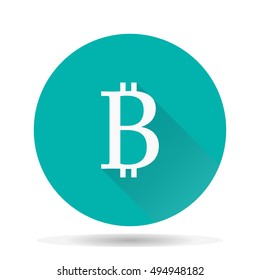 Bitcoin money icon with shadow on light background