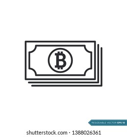 Bitcoin Money Icon Vector Template Flat Design