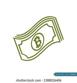 Bitcoin Money Icon Vector Template Flat Design