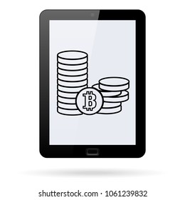 Bitcoin money line vector icon,  cryptomoney. Flat design style