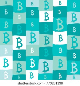 Bitcoin. Money  pattern.  Digital currency. Cryptocurrency. Vector illustration