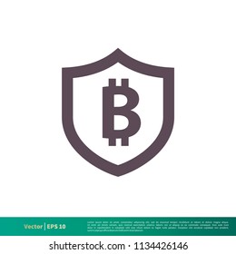 Bitcoin Money Shield Icon Vector Logo Template Illustration Design. Vector EPS 10.