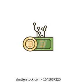 bitcoin and money vector design ilustration