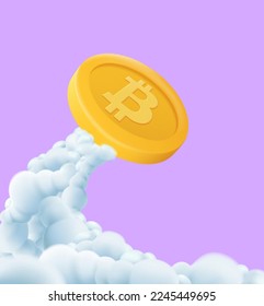 Bitcoin to the moon. Cryptocurrency Trading Market growing
There is Bitcoin as the main coin, investing, finance, business, stock market. 3D style vector concept.