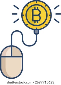 Diseño de icono de color lineal de ratón de Bitcoin