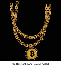 bitcoin necklace hiphop design logo