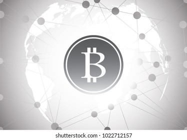 bitcoin network connection point and line composition concept of business. Vector Illustration