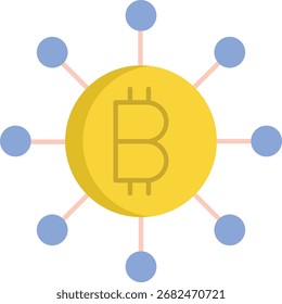 desenho de ícone plano de rede bitcoin