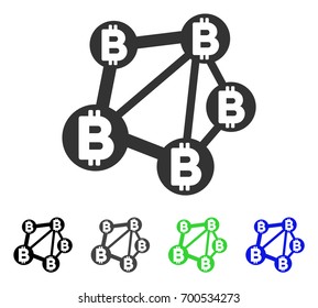 Bitcoin Network flat vector icon. Colored bitcoin network, gray, black, blue, green pictogram versions. Flat icon style for graphic design.
