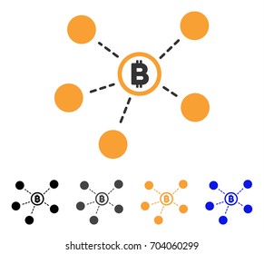 Bitcoin Network icon. Vector illustration style is flat iconic symbol with black, gray, orange, blue color variants. Designed for web and software interfaces.