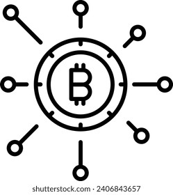 bitcoin network Outline vector illustration icon