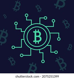 Ilustración vectorial de red de bitcoin.
Tecnología de Bitcoin de criptodivisa. Red digital de criptodivisa.
