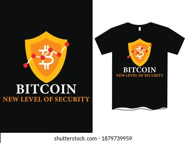 Bitcoin, a new level of security-Bitcoin T-Shirts, Golden Bitcoin T-Shirt for Crypto Currency Miners | Black Vintage Shirt Standard Coin