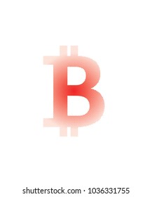 Bitcoin. New virtual money made in red halftone .