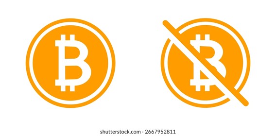 Bitcoin and no bitcoin icon. Cryptocurrency icon.
