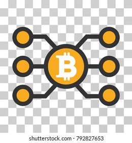 Bitcoin Node Links vector pictograph. Illustration style is flat iconic symbol on a chess transparent background.