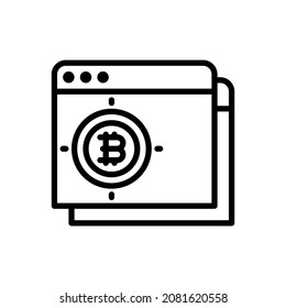 Bitcoin en los iconos de contorno del explorador. Ilustración vectorial. Trazo editable. Icono aislado adecuado para web, infografías, interfaz y aplicaciones.