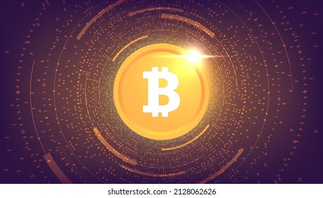 Bitcoin on dark background banner template design. Bitcoin currency. International stock exchange. Network bitcoin marketing vector.