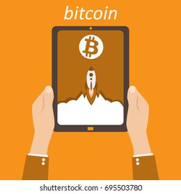 bitcoin on the devices screen for web design