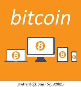 bitcoin on the devices screen for web design
